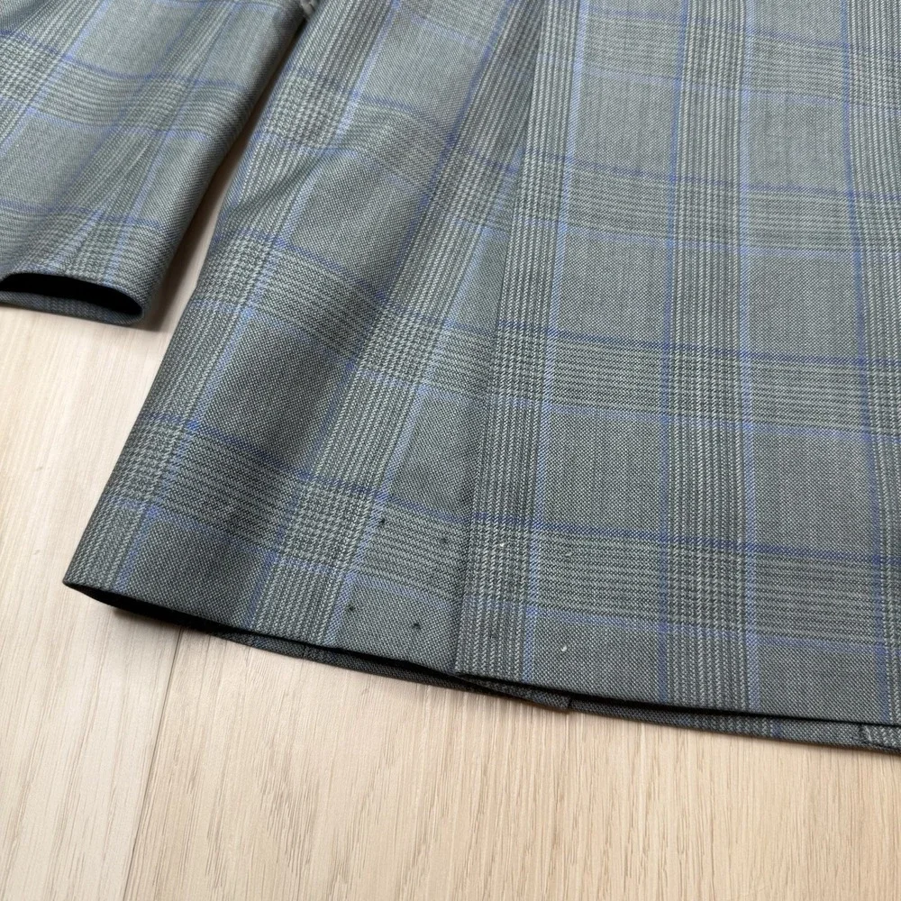 Brooks Brothers Sport Coat Gray Blue Plaid Italian Wool Zignone Blazer Men's 42R
